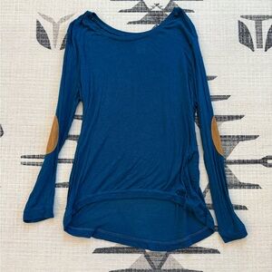 Zara Trafaluc Tunic Top Blue Faux Suede Elbow Patch, M